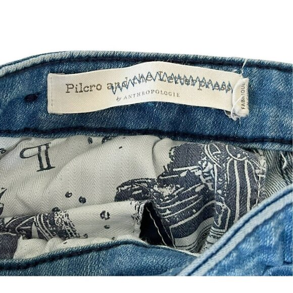 ANTHRO Pilcro and The Letterpress Jeans High Rise Blue Denim Leggings 26 - Picture 6 of 12